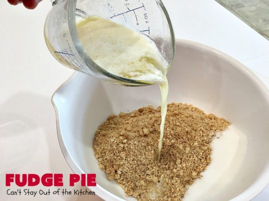 Fudge Pie | Can't Stay Out of the Kitchen | this amazing #ChocolatePie is rich, decadent and absolutely divine! Every bite will have you drooling. It's terrific for company or #holidays like #Easter or #MothersDay. #Pie #FudgePie #chocolate #HolidayDessert #EasterDessert #MothersDayDessert #FudgeDessert 