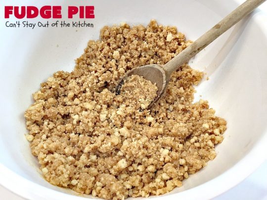 Fudge Pie | Can't Stay Out of the Kitchen | this amazing #ChocolatePie is rich, decadent and absolutely divine! Every bite will have you drooling. It's terrific for company or #holidays like #Easter or #MothersDay. #Pie #FudgePie #chocolate #HolidayDessert #EasterDessert #MothersDayDessert #FudgeDessert 