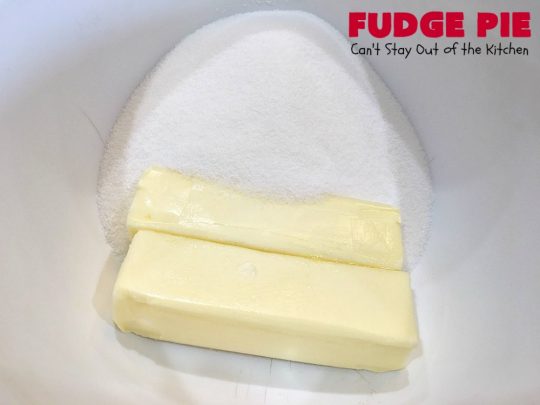 Fudge Pie | Can't Stay Out of the Kitchen | this amazing #ChocolatePie is rich, decadent and absolutely divine! Every bite will have you drooling. It's terrific for company or #holidays like #Easter or #MothersDay. #Pie #FudgePie #chocolate #HolidayDessert #EasterDessert #MothersDayDessert #FudgeDessert 