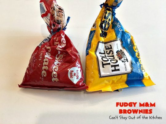 Fudgy M&M Brownies | Can't Stay Out of the Kitchen | these fantastic #brownies are rich, decadent & divine! They're filled with #M&Ms & glazed with #chocolate icing. Amazing #dessert.