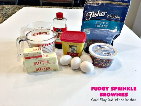 Fudgy Sprinkle Brownies | Can't Stay Out of the Kitchen | these dynamite #brownies are filled with #chocolate & #sprinkles! The #fudge frosting is to die for! They're perfect for #tailgating parties, potlucks or any family get-together. #cookie #dessert