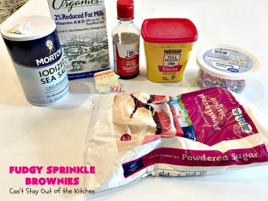 Fudgy Sprinkle Brownies | Can't Stay Out of the Kitchen | these dynamite #brownies are filled with #chocolate & #sprinkles! The #fudge frosting is to die for! They're perfect for #tailgating parties, potlucks or any family get-together. #cookie #dessert