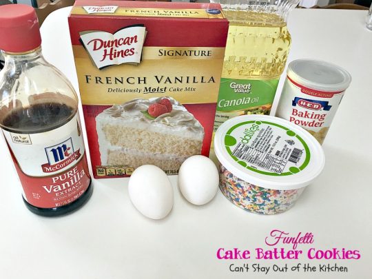 Funfetti Cake Batter Cookies | Can't Stay Out of the Kitchen | these fantastic #cookies are so quick and easy to make since they start with a #cakemix. Add lots of #funfetti sprinkles and you have one of the best cookies imaginable. #dessert
