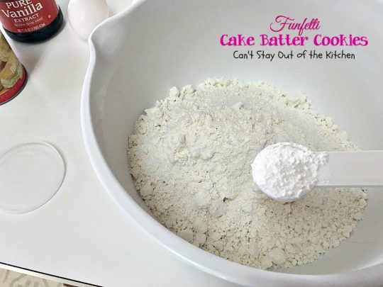 Funfetti Cake Batter Cookies | Can't Stay Out of the Kitchen | these fantastic #cookies are so quick and easy to make since they start with a #cakemix. Add lots of #funfetti sprinkles and you have one of the best cookies imaginable. #dessert