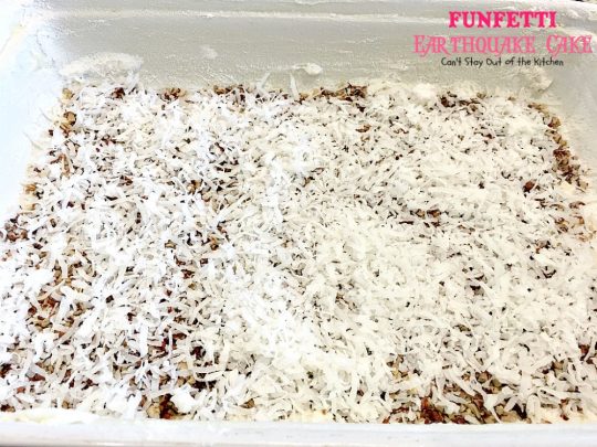 Funfetti Earthquake Cake | Can't Stay Out of the Kitchen | this is the perfect #cake for #birthdays or special occasions. #Creamcheese icing bakes into the cake causing volcano-like craters & an earthquake! #dessert #funfetti