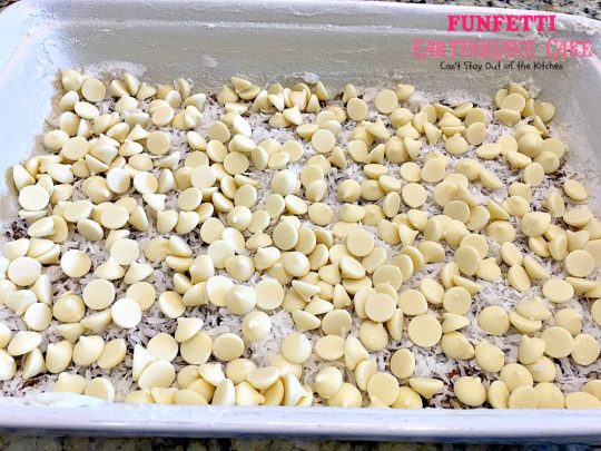Funfetti Earthquake Cake | Can't Stay Out of the Kitchen | this is the perfect #cake for #birthdays or special occasions. #Creamcheese icing bakes into the cake causing volcano-like craters & an earthquake! #dessert #funfetti