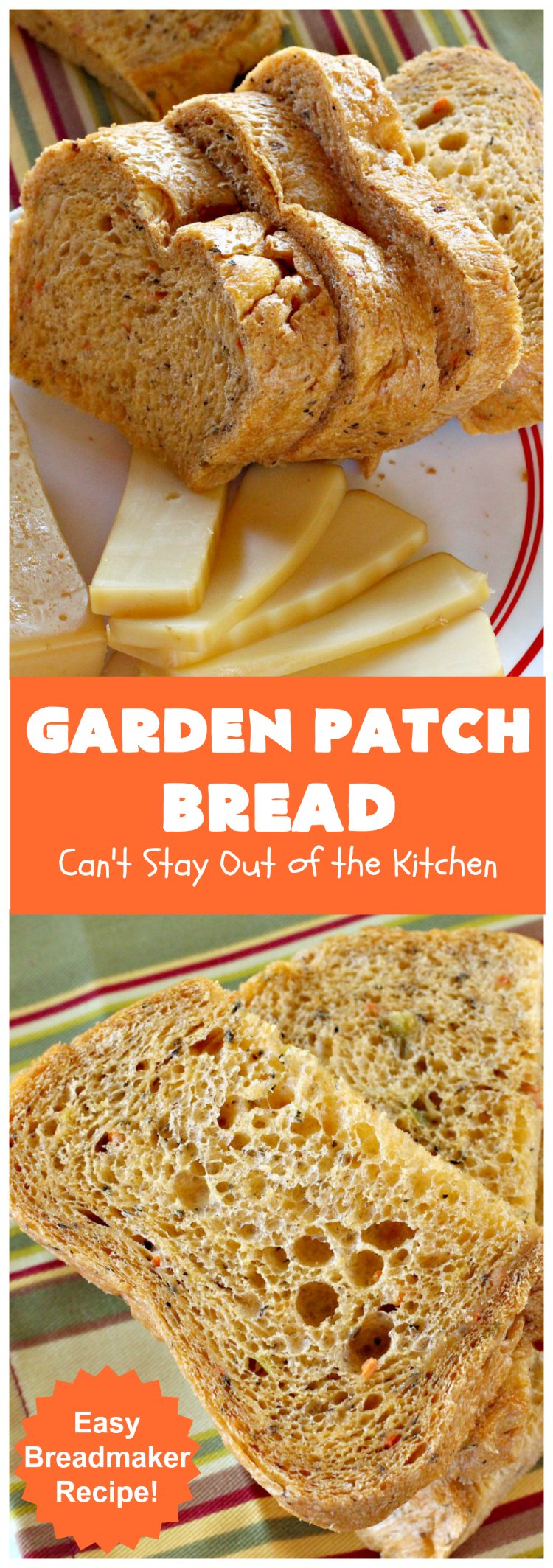 Garden Patch Bread | Can't Stay Out of the Kitchen | this delectable homemade #bread #recipe is made in the #breadmaker so it's incredibly easy. It uses simple garden veggies & it's also #vegan. #HomemadeBread #GardenPatchBread