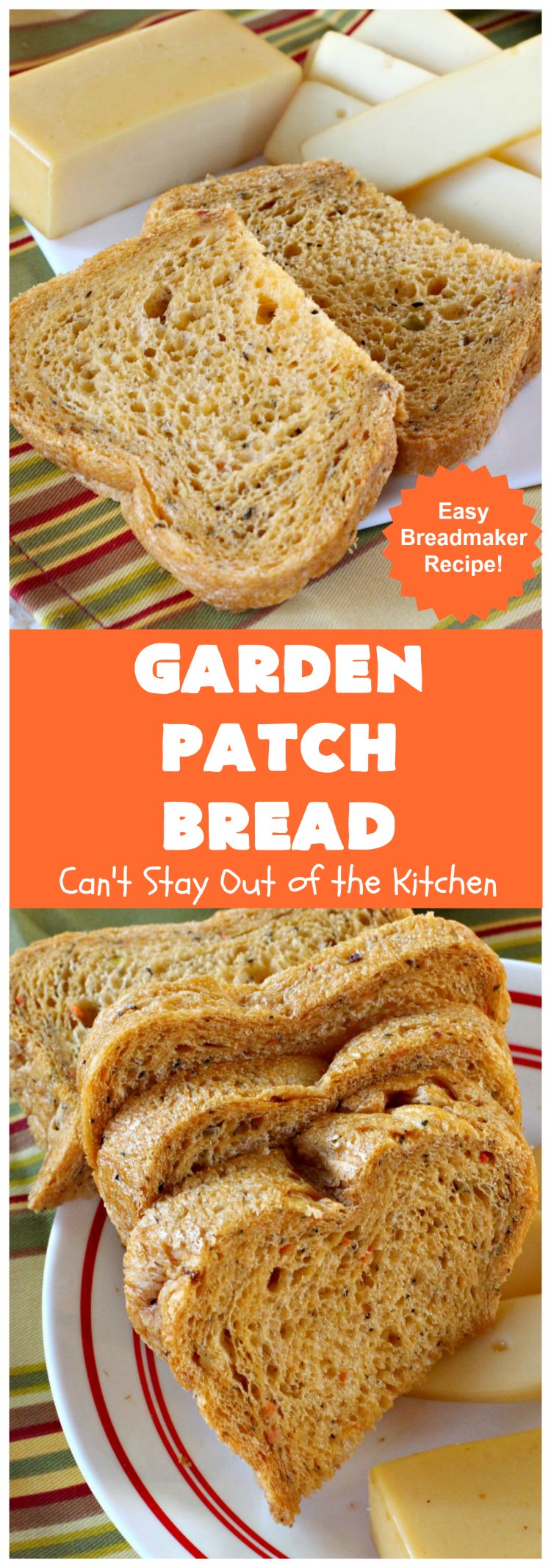 Garden Patch Bread | Can't Stay Out of the Kitchen | this delectable homemade #bread #recipe is made in the #breadmaker so it's incredibly easy. It uses simple garden veggies & it's also #vegan. #HomemadeBread #GardenPatchBread