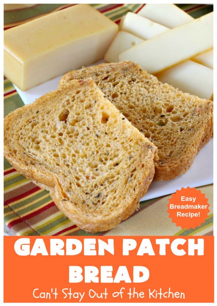Garden Patch Bread | Can't Stay Out of the Kitchen | this delectable homemade #bread #recipe is made in the #breadmaker so it's incredibly easy. It uses simple garden veggies & it's also #vegan. #HomemadeBread #GardenPatchBread