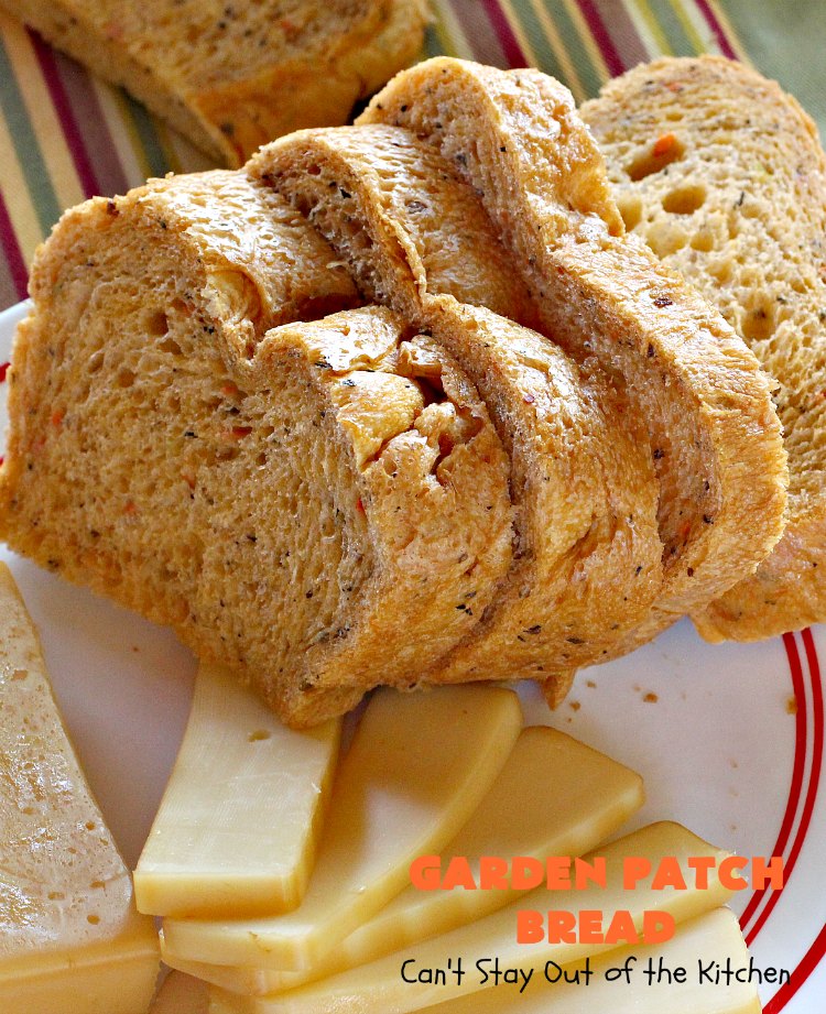 Garden Patch Bread | Can't Stay Out of the Kitchen | this delectable homemade #bread #recipe is made in the #breadmaker so it's incredibly easy. It uses simple garden veggies & it's also #vegan. #HomemadeBread #GardenPatchBread