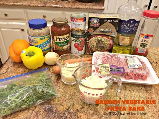 Garden Vegetable Pasta Bake | Can't Stay Out of the Kitchen | fantastic #pasta entree with #beef, veggies & loads of #cheese. I made with #glutenfree noodles, but regular pasta can also be used. Kid-friendly!