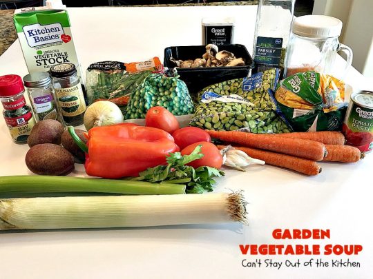 Garden Vegetable Soup | Can't Stay Out of the Kitchen | this delicious #soup is chocked full of veggies & so easy since it's made in the #crockpot. Healthy, low calorie, clean eating, #vegan & #glutenfree. #MeatlessMondays