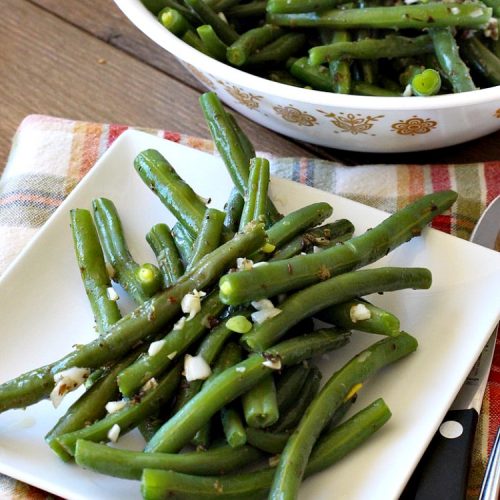 Garlic Green Beans | Can't Stay Out of the Kitchen | this quick & easy #GreenBeans #SideDish can be ready to serve in about 15 minutes! Wonderful for family or company dinners. #Healthy, #vegan #LowCalorie & #GlutenFree. #GarlicGreenBeans #GreenBeansSideDish