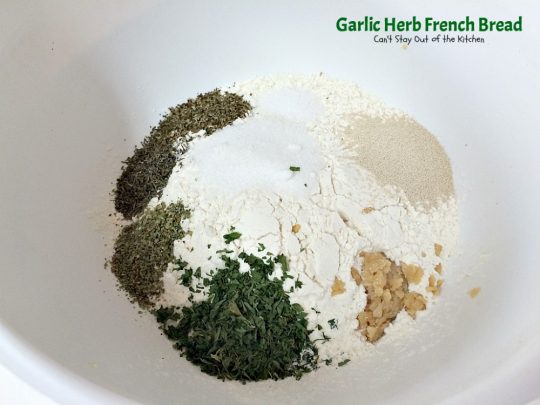 Garlic Herb French Bread | Can't Stay Out of the Kitchen | This is the best homemade #frenchbread you'll ever eat! Filled with all kinds of herbs and garlic, this bread is a great side for anything #Italian. #bread