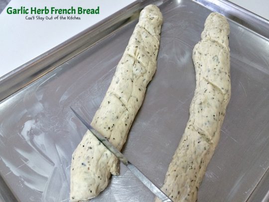 Garlic Herb French Bread | Can't Stay Out of the Kitchen | This is the best homemade #frenchbread you'll ever eat! Filled with all kinds of herbs and garlic, this bread is a great side for anything #Italian. #bread