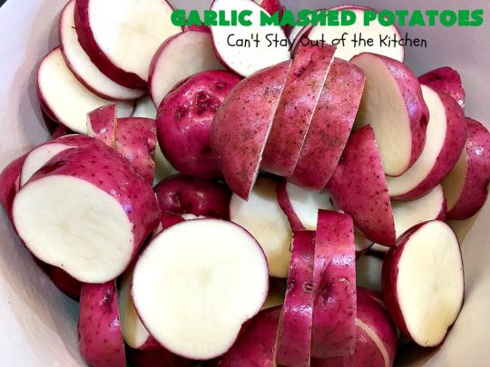Garlic Mashed Potatoes | Can't Stay Out of the Kitchen | this is the best #recipe for #GarlicMashedPotatoes ever! Easy, yet so scrumptious you'll be drooling over every bite. Terrific for company or #holiday dinners like #Easter, #MothersDay or #FathersDay. #garlic #GlutenFree #SideDish #MashedPotatoes #HolidaySideDish