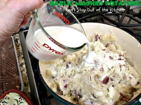 Garlic Mashed Potatoes | Can't Stay Out of the Kitchen | this is the best #recipe for #GarlicMashedPotatoes ever! Easy, yet so scrumptious you'll be drooling over every bite. Terrific for company or #holiday dinners like #Easter, #MothersDay or #FathersDay. #garlic #GlutenFree #SideDish #MashedPotatoes #HolidaySideDish