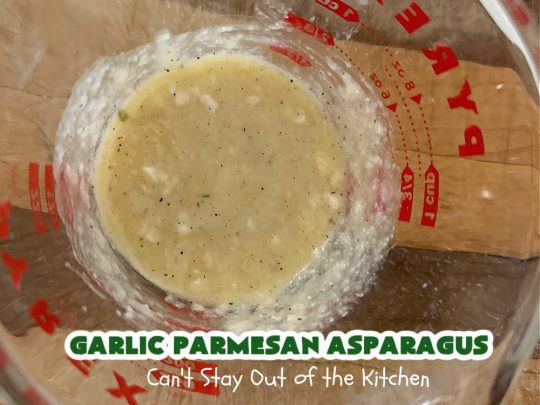 Garlic Parmesan Asparagus | Can't Stay Out of the Kitchen | this is a fantastic 4-ingredient #recipe for the #grill. New #asparagus is grilled and basted with an easy butter sauce including #garlic & #ParmesanCheese. This is a #healthy, #LowCalorie, #GlutenFree way to enjoy #asparagus. It's also a great #SideDish for family, company or #holiday dinners. #GarlicParmesanAsparagus