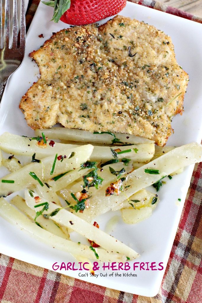Garlic and Herb Fries | Can't Stay Out of the Kitchen | these oven #fries are succulent and amazing! Quick and easy, too. #Frenchfries #potatoes #glutenfree