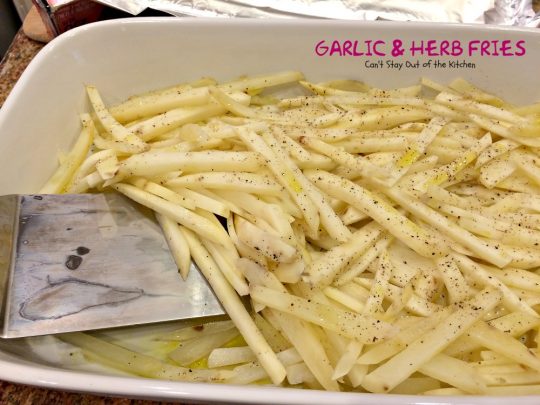 Garlic and Herb Fries | Can't Stay Out of the Kitchen | these oven #fries are succulent and amazing! Quick and easy, too. #Frenchfries #potatoes #glutenfree