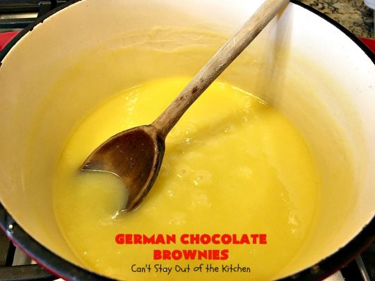 German Chocolate Brownies | Can't Stay Out of the Kitchen | these sensational #brownies have a thick, dense, fudgy #chocolate layer topped with #coconut #pecan icing. These are seriously addictive! #dessert
