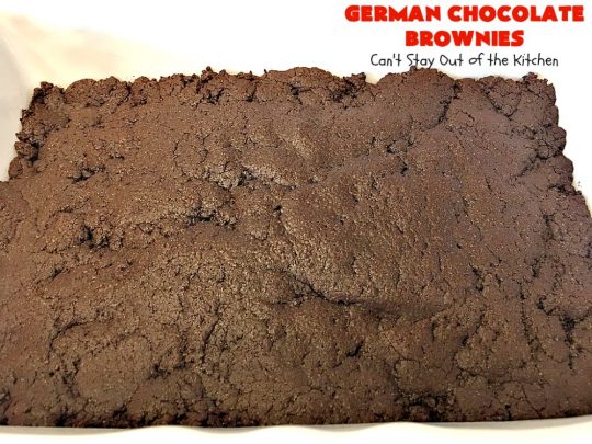 German Chocolate Brownies | Can't Stay Out of the Kitchen | these sensational #brownies have a thick, dense, fudgy #chocolate layer topped with #coconut #pecan icing. These are seriously addictive! #dessert