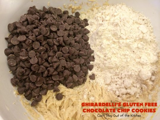 Ghirardelli's Gluten Free Chocolate Chip Cookies | Can't Stay Out of the Kitchen | these fabulous #ChocolateChipCookies are made with #GlutenFree flour & #GhirardellisChocolateChips. Mouthwatering & scrumptious treat for #holiday #baking. #ChristmasCookieExchange #Chocolate #ChocolateChips #GlutenFreeDessert #ChocolateDessert #GhirardellisGlutenFreeChocolateChipCookies #HolidayDessert #Ghirardellis