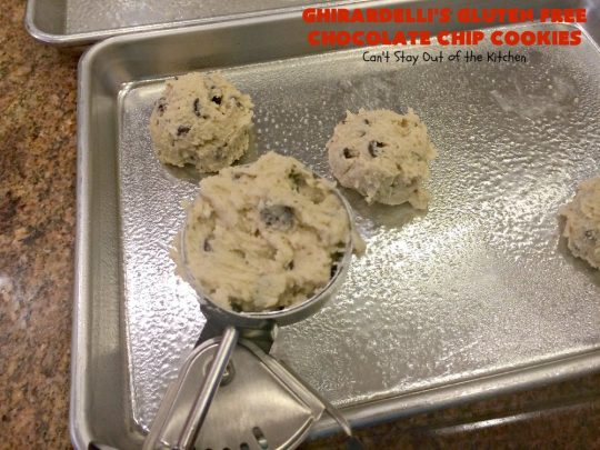 Ghirardelli's Gluten Free Chocolate Chip Cookies | Can't Stay Out of the Kitchen | these fabulous #ChocolateChipCookies are made with #GlutenFree flour & #GhirardellisChocolateChips. Mouthwatering & scrumptious treat for #holiday #baking. #ChristmasCookieExchange #Chocolate #ChocolateChips #GlutenFreeDessert #ChocolateDessert #GhirardellisGlutenFreeChocolateChipCookies #HolidayDessert #Ghirardellis