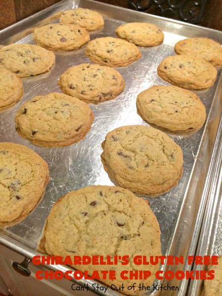 Ghirardelli's Gluten Free Chocolate Chip Cookies | Can't Stay Out of the Kitchen | these fabulous #ChocolateChipCookies are made with #GlutenFree flour & #GhirardellisChocolateChips. Mouthwatering & scrumptious treat for #holiday #baking. #ChristmasCookieExchange #Chocolate #ChocolateChips #GlutenFreeDessert #ChocolateDessert #GhirardellisGlutenFreeChocolateChipCookies #HolidayDessert #Ghirardellis