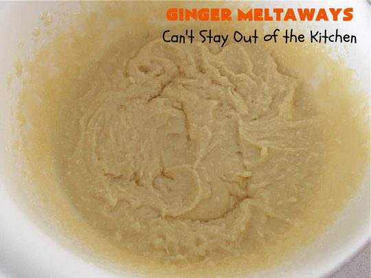 Ginger Meltaways | Can't Stay Out of the Kitchen | these scrumptious melt-in-your-mouth #cookies include #CrystalizedGinger & vanilla chips. They are phenomenal & perfect for a #ChristmasCookieExchange, #holiday #baking or parties or even potluck dinners! #ginger #ChristmasCookie #GingerMeltaways #ParadiseFruitCompany #ParadiseCandiedFruit