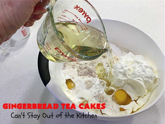 Gingerbread Tea Cakes | Can't Stay Out of the Kitchen | these luscious #TeaCakes are made with a #Gingerbread mix. They include #walnuts & vanilla chips. The icing is canned #CinnamonToastCrunch icing! Every bite is spectacular & will have you swooning! #holiday #baking #Christmas #dessert #cake #GingerbreadTeaCakes