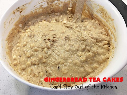 Gingerbread Tea Cakes | Can't Stay Out of the Kitchen | these luscious #TeaCakes are made with a #Gingerbread mix. They include #walnuts & vanilla chips. The icing is canned #CinnamonToastCrunch icing! Every bite is spectacular & will have you swooning! #holiday #baking #Christmas #dessert #cake #GingerbreadTeaCakes