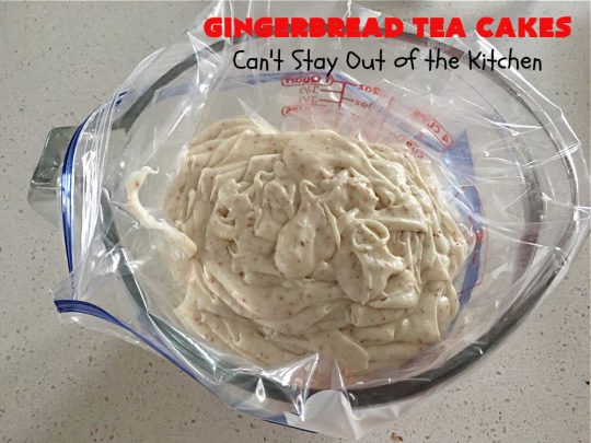 Gingerbread Tea Cakes | Can't Stay Out of the Kitchen | these luscious #TeaCakes are made with a #Gingerbread mix. They include #walnuts & vanilla chips. The icing is canned #CinnamonToastCrunch icing! Every bite is spectacular & will have you swooning! #holiday #baking #Christmas #dessert #cake #GingerbreadTeaCakes