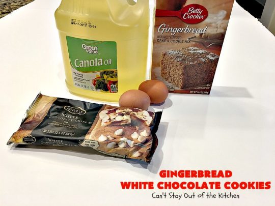 Gingerbread White Chocolate Cookies | Can't Stay Out of the Kitchen | this incredibly easy 5-ingredient #cookie recipe is heavenly. It's terrific for #holiday baking, #Christmas cookie exchanges & office parties. #dessert #gingerbread #chocolate 