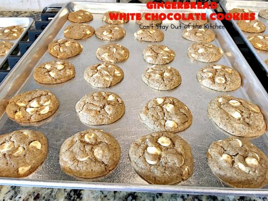 Gingerbread White Chocolate Cookies | Can't Stay Out of the Kitchen | this incredibly easy 5-ingredient #cookie recipe is heavenly. It's terrific for #holiday baking, #Christmas cookie exchanges & office parties. #dessert #gingerbread #chocolate 