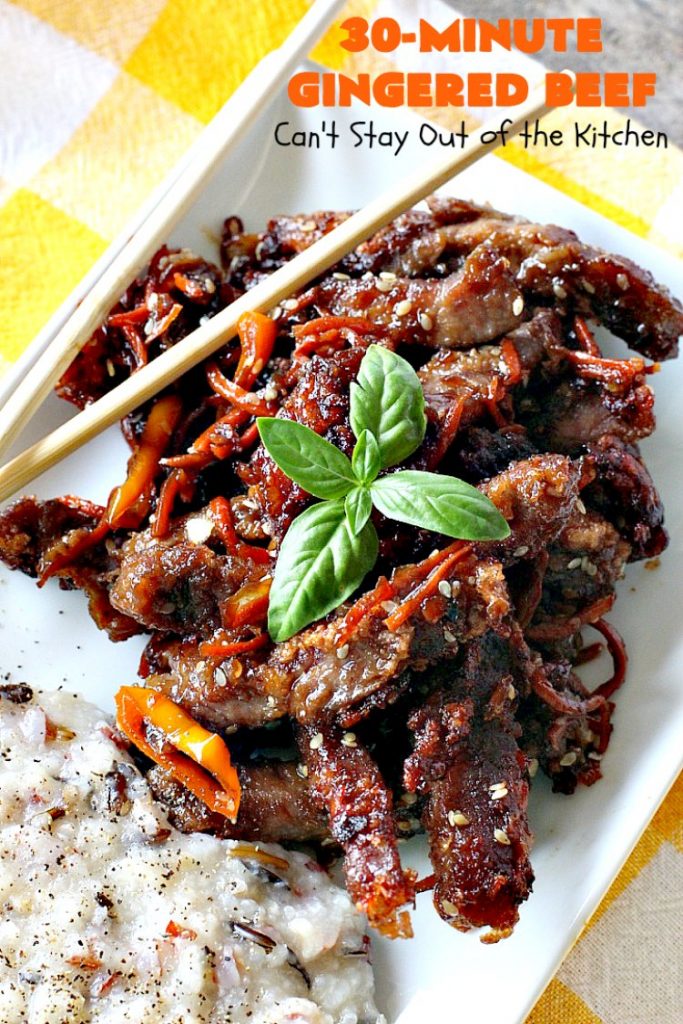 30-Minute Gingered Beef | Can't Stay Out of the Kitchen | this delicious #beef entree is ready in 30 minutes making it great for weeknight dinners. #Asian #glutenfree 