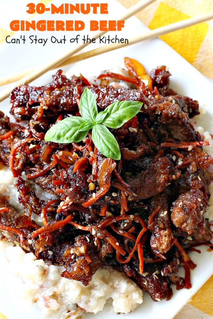30-Minute Gingered Beef | Can't Stay Out of the Kitchen | this delicious #beef entree is ready in 30 minutes making it great for weeknight dinners. #Asian #glutenfree 