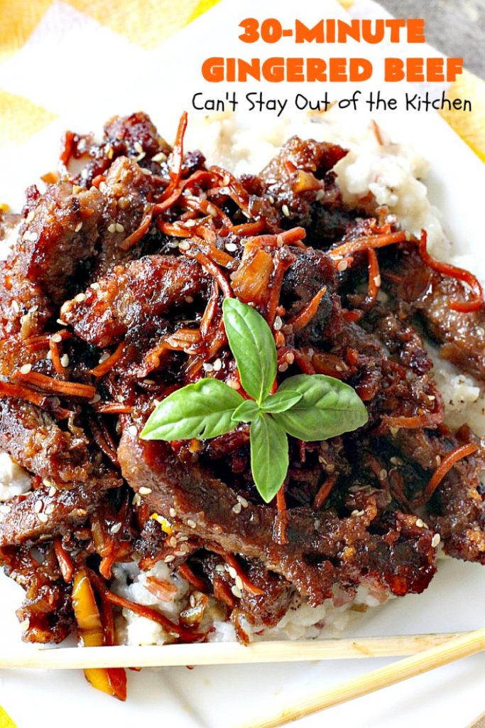 30-Minute Gingered Beef | Can't Stay Out of the Kitchen | this delicious #beef entree is ready in 30 minutes making it great for weeknight dinners. #Asian #glutenfree 