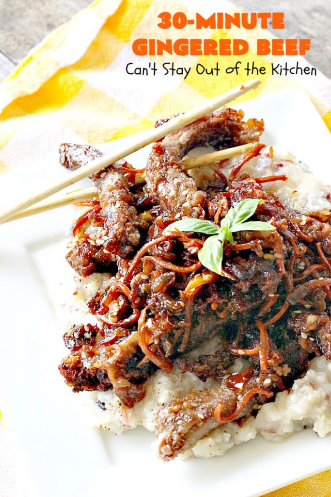 30-Minute Gingered Beef | Can't Stay Out of the Kitchen | this delicious #beef entree is ready in 30 minutes making it great for weeknight dinners. #Asian #glutenfree 