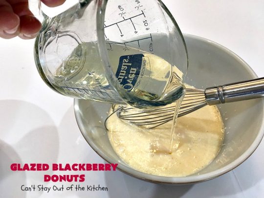 Glazed Blackberry Donuts | Can't Stay Out of the Kitchen | these #donuts are absolutely heavenly. They're filled with #blackberries & glazed with a luscious vanilla glaze. Perfect for a #holiday, company or weekend #breakfast. #HolidayBreakfast #BlackberryDonuts #BakedDonuts