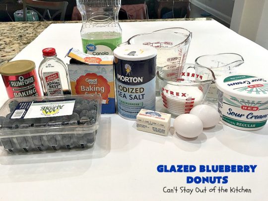 Glazed Blueberry Donuts | Can't Stay Out of the Kitchen | if you want to wow your family & friends, make these heavenly #blueberry #donuts for #breakfast. They're absolutely spectacular. #Holiday #HolidayBreakfast #CompanyBreakfast #BlueberryDonuts #GlazedBlueberryDonuts 
