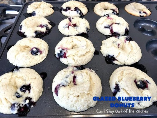 Glazed Blueberry Donuts | Can't Stay Out of the Kitchen | if you want to wow your family & friends, make these heavenly #blueberry #donuts for #breakfast. They're absolutely spectacular. #Holiday #HolidayBreakfast #CompanyBreakfast #BlueberryDonuts #GlazedBlueberryDonuts 