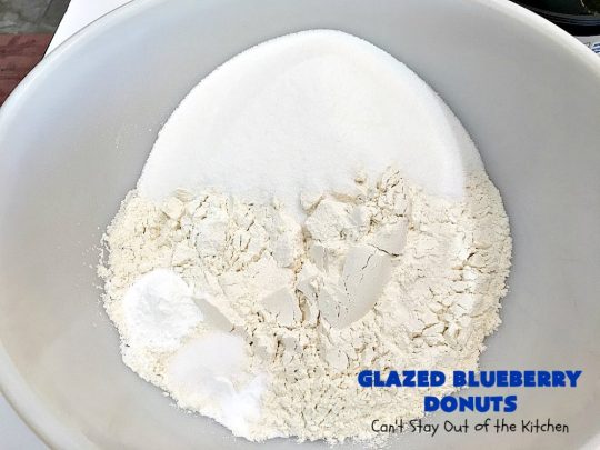 Glazed Blueberry Donuts | Can't Stay Out of the Kitchen | if you want to wow your family & friends, make these heavenly #blueberry #donuts for #breakfast. They're absolutely spectacular. #Holiday #HolidayBreakfast #CompanyBreakfast #BlueberryDonuts #GlazedBlueberryDonuts 