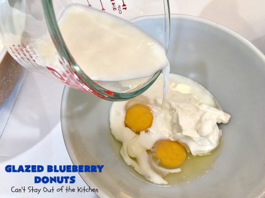 Glazed Blueberry Donuts | Can't Stay Out of the Kitchen | if you want to wow your family & friends, make these heavenly #blueberry #donuts for #breakfast. They're absolutely spectacular. #Holiday #HolidayBreakfast #CompanyBreakfast #BlueberryDonuts #GlazedBlueberryDonuts 
