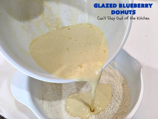 Glazed Blueberry Donuts | Can't Stay Out of the Kitchen | if you want to wow your family & friends, make these heavenly #blueberry #donuts for #breakfast. They're absolutely spectacular. #Holiday #HolidayBreakfast #CompanyBreakfast #BlueberryDonuts #GlazedBlueberryDonuts 