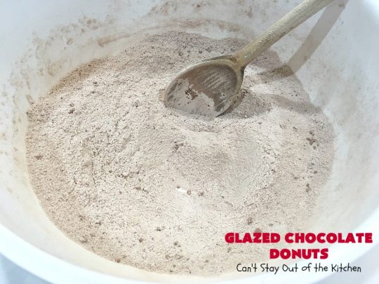 Glazed Chocolate Donuts | Can't Stay Out of the Kitchen | these mouthwatering #donuts are the ultimate in comfort food! They're glazed with a vanilla icing and so delicious you won't be able to stay out of them! #Chocolate #ChocolateDonuts #Breakfast #Holiday #HolidayBreakfast #Brunch #GlazedChocolateDonuts