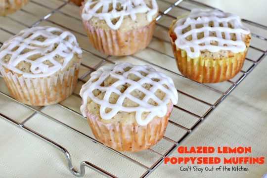 Glazed Lemon Poppyseed Muffins | Can't Stay Out of the Kitchen | these #breakfast #muffins are absolutely heavenly! Every bite will have you drooling. Terrific for a #holiday #breakfast, too. #lemon #poppyseeds #HolidayBreakfast #ChristmasBreakfast #NewYearsDayBreakfast