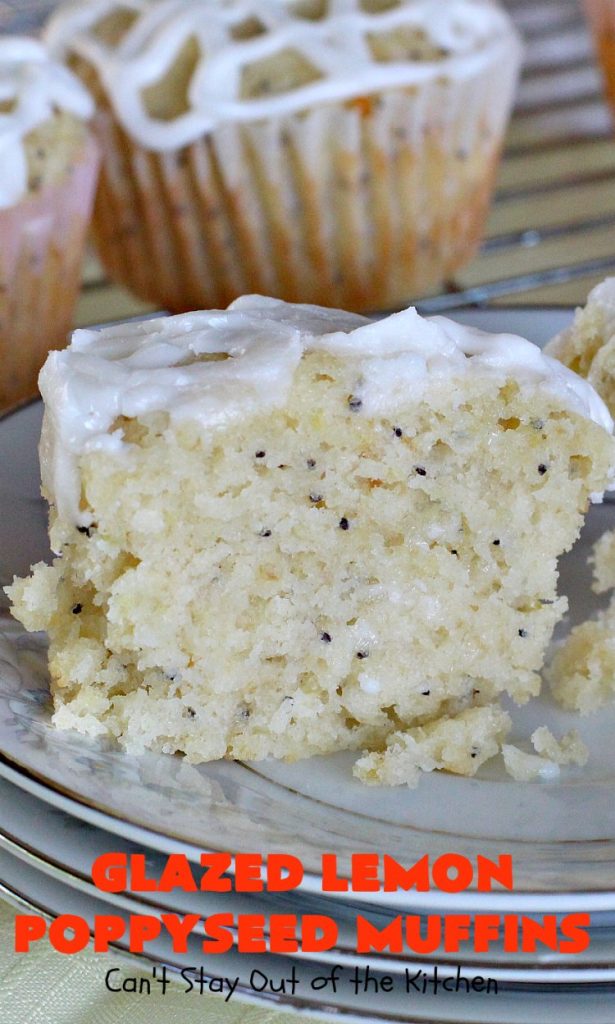 Glazed Lemon Poppyseed Muffins | Can't Stay Out of the Kitchen | these #breakfast #muffins are absolutely heavenly! Every bite will have you drooling. Terrific for a #holiday #breakfast, too. #lemon #poppyseeds #HolidayBreakfast #ChristmasBreakfast #NewYearsDayBreakfast