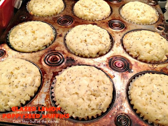 Glazed Lemon Poppyseed Muffins | Can't Stay Out of the Kitchen | these #breakfast #muffins are absolutely heavenly! Every bite will have you drooling. Terrific for a #holiday #breakfast, too. #lemon #poppyseeds #HolidayBreakfast #ChristmasBreakfast #NewYearsDayBreakfast