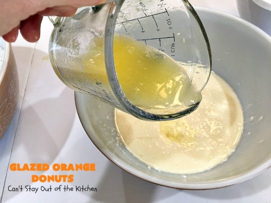 Glazed Orange Donuts | Can't Stay Out of the Kitchen | these fabulous #donuts are filled with #orange juice and orange zest. They're absolutely mouthwatering & perfect for a weekend #breakfast for company or family. #HolidayBreakfast #BakedOrangeDonuts 